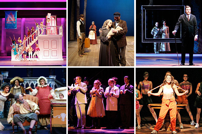 A collection of photos from the musical theatre department depicting various performances